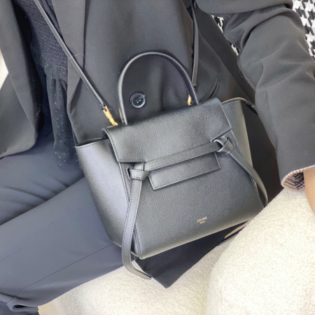 셀린느 나노 그레인드 벨트 토트백 블랙 189003