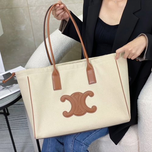 셀린느 퀴르 트리오페 드로우스트링 라지 토트백 내추럴 탄 199973