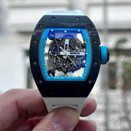 BBR공장 V4 리차드밀 부바왓슨 RM055 블랙카본 케이스 블루 포인트 화이트 밴드