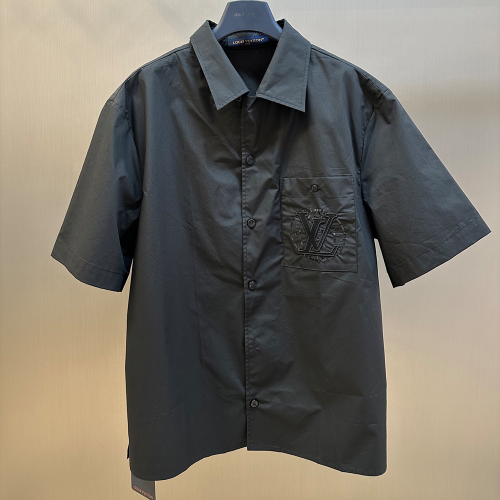 루이비통 엠브로이더드 쇼트 슬리브드 코튼 셔츠