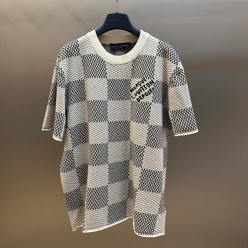 루이비통 다미에 니티드 쇼트 슬리브드 크루넥