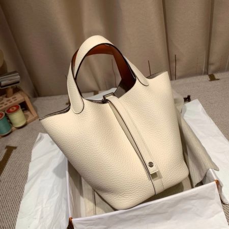 반수공 에르메스 피코탄백 18 화이트 은장 끌레망스