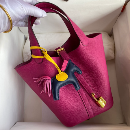 반수공 에르메스 피코탄 락 22 퍼플 금장 소가죽