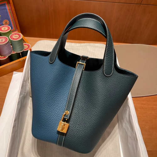 반수공 에르메스 피코탄 락 18 블루 그린 금장 끌레망스