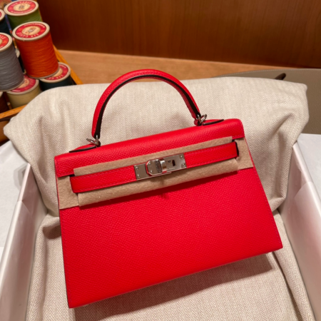 반수공 에르메스 미니 켈리백 레드 은장 엡송