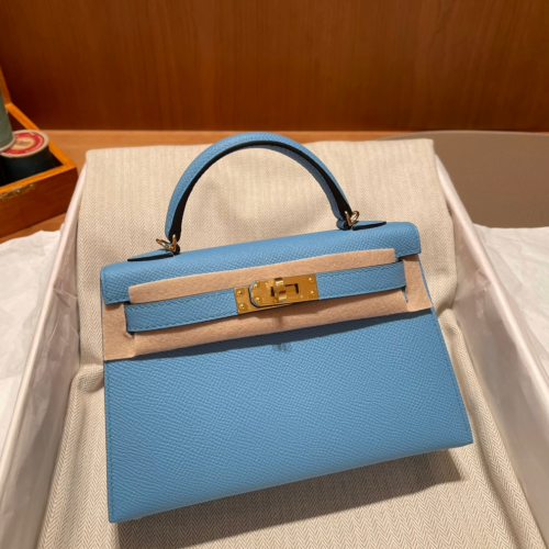 반수공 에르메스 미니 켈리백 라이트블루 금장 엡송