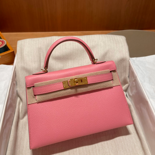 반수공 에르메스 미니 켈리백 핑크 금장 엡송