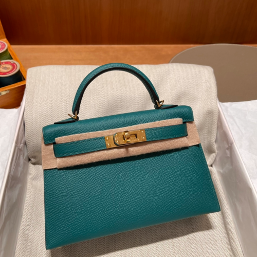 반수공 에르메스 미니 켈리백 그린 금장 엡송