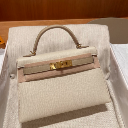 반수공 에르메스 미니 켈리백 화이트 에토프 금장 엡송