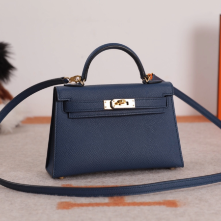 반수공 에르메스 미니 켈리백 미드나잇블루 금장 엡송