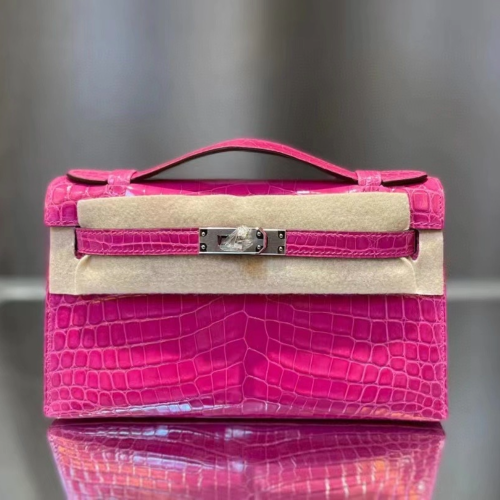 반수공 에르메스 미니 켈리백 립스틱 은장 샤이니 악어가죽