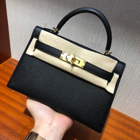 반수공 에르메스 미니 켈리백 블랙 금장 엡송