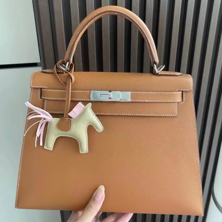 반수공 에르메스 켈리백 28 골드브라운 은장 엡송