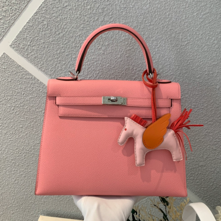 반수공 에르메스 켈리백 25 핑크 은장 엡송