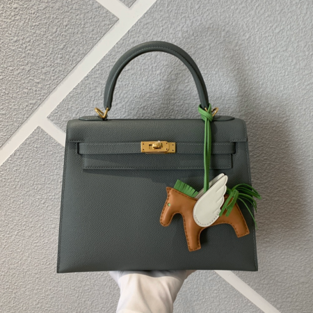 반수공 에르메스 켈리백 25 그린 금장 엡송