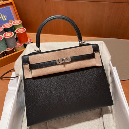 반수공 에르메스 켈리백 25 블랙 은장 엡송