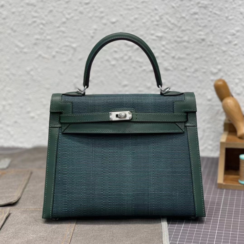 반수공 에르메스 켈리백 25 그린 은장 클래식