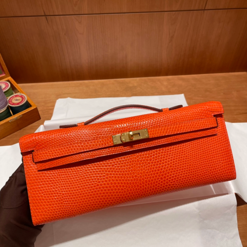 반수공 에르메스 켈리컷 31 플레임레드 금장 리자드가죽