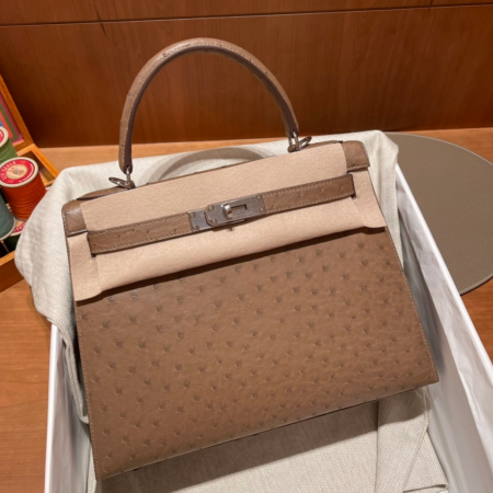 반수공 에르메스 켈리백 28 에토프 은장 타조가죽