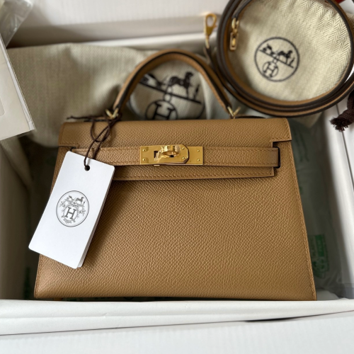 반수공 에르메스 미니 켈리백 20 카멜 금장 엡송