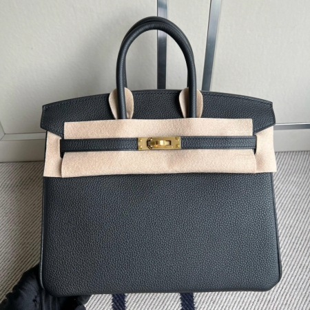 반수공 에르메스 버킨백 25 블랙 금장 토고가죽