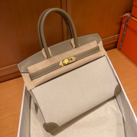 반수공 에르메스 버킨백 30 에토프 금장 캔버스 스위프트가죽