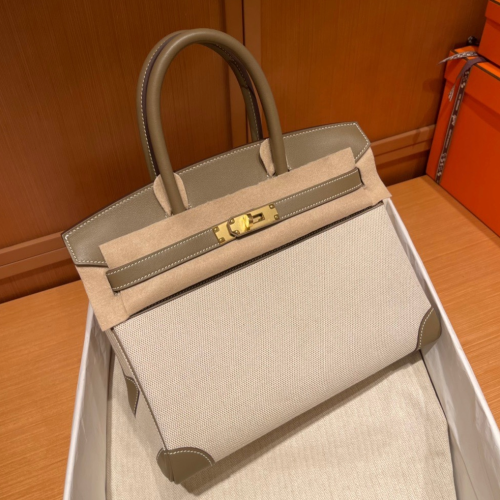 반수공 에르메스 버킨백 30 에토프 금장 캔버스 스위프트가죽