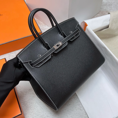 반수공 에르메스 버킨백 25 블랙 은장 엡송 스티치