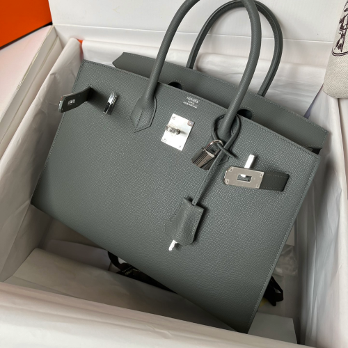 반수공 에르메스 버킨백 30 그레이그린 은장 엡송