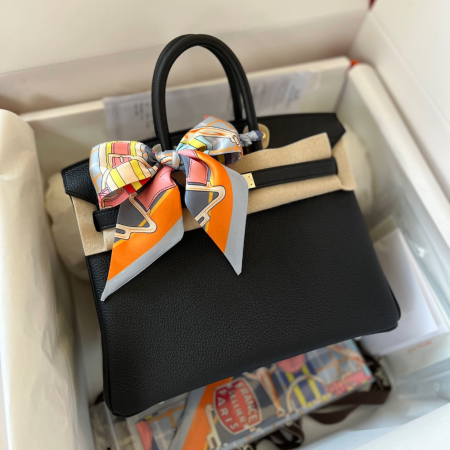 반수공 에르메스 버킨백 25 블랙 은장 토고가죽