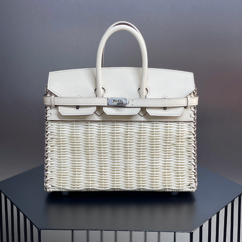 반수공 에르메스 버킨백 25 화이트 은장 피크닉