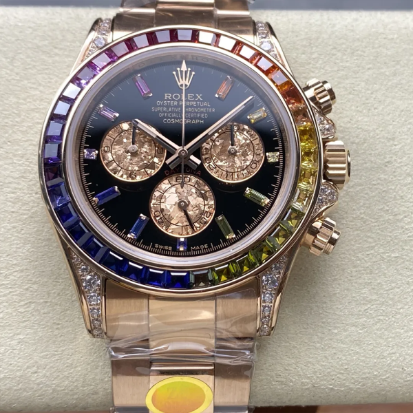ZF공장 롤렉스 데이토나 레인보우 로즈골드 금통 블랙 다이얼 116595