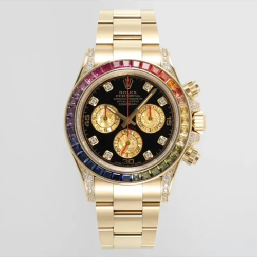 ZF공장 롤렉스 데이토나 레인보우 옐로우 골드 금통 블랙 8P 다이얼 116598
