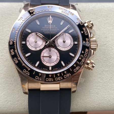 QF공장 롤렉스 코스모그래프 데이토나 블랙 다이얼 로즈골드 금통 러버밴드 126515