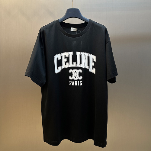 셀린느 파리스 루즈 코튼 저지 티셔츠 블랙