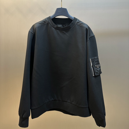 프라다 코튼 리나일론 스웨터 셔츠 블랙