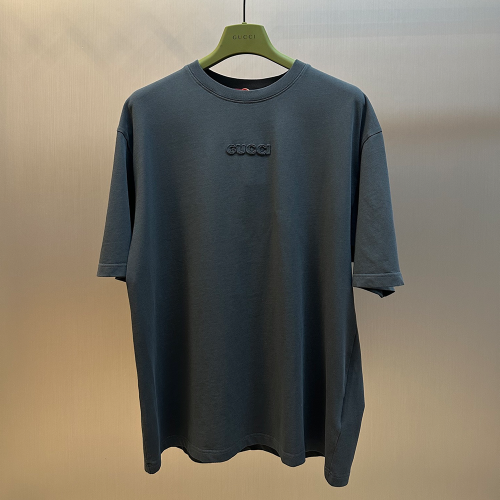 구찌 자수로고 실크 코튼 반팔 블랙