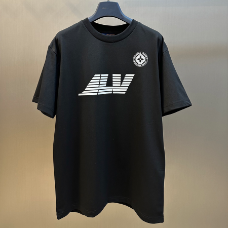 루이비통 프린팅 레터링 로고 코튼 반팔 블랙