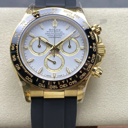 QF공장 롤렉스 코스모그래프 데이토나 화이트 다이얼 옐로우 골드 금통 러버밴드 126518
