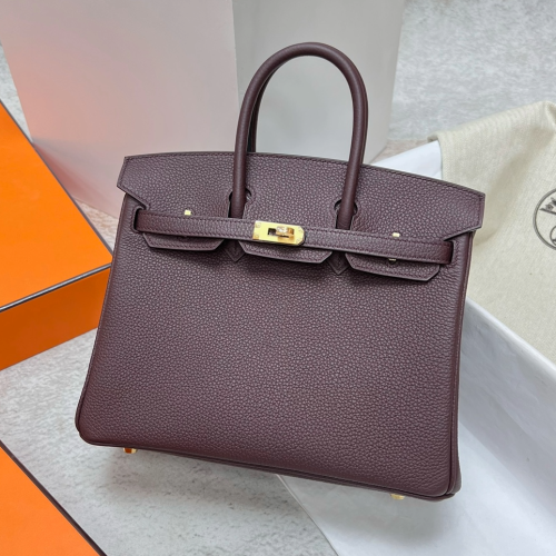 반수공 에르메스 버킨백 25 버건디 금장 토고가죽