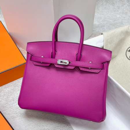 반수공 에르메스 버킨백 25 로즈퍼플 은장 스위프트가죽