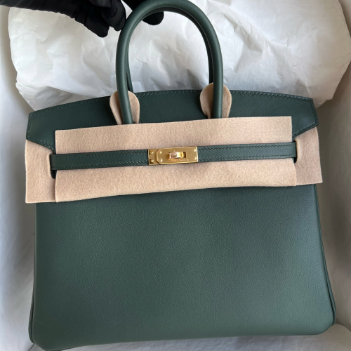 반수공 에르메스 버킨백 25 사이프러스 그린 금장 스위프트가죽