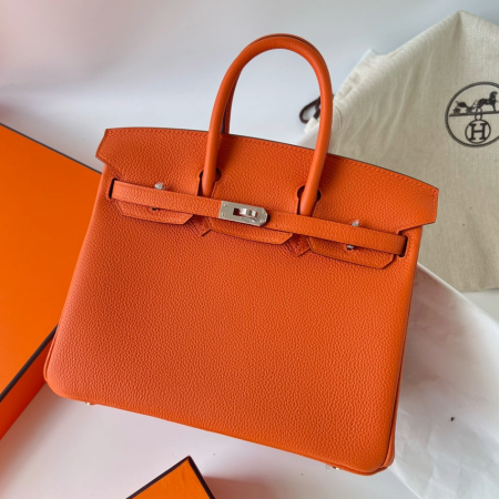 반수공 에르메스 버킨백 25 오렌지 은장 엡송