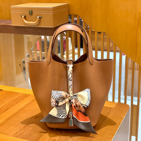 그린엘 에르메스 피코탄 18 골드 브라운 실버 버클