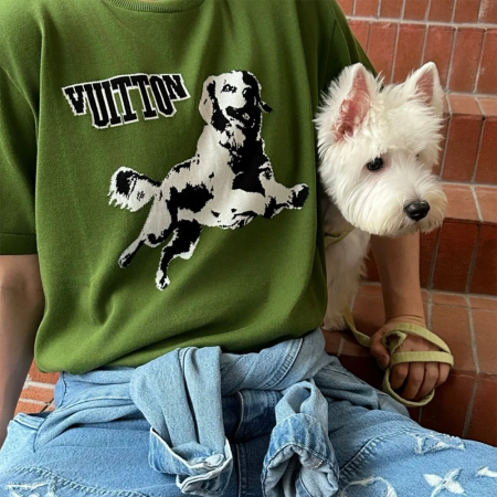 루이비통 쇼트 슬리브드 코튼 크루넥 그린