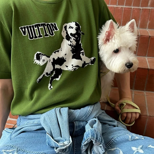 루이비통 쇼트 슬리브드 코튼 크루넥 그린