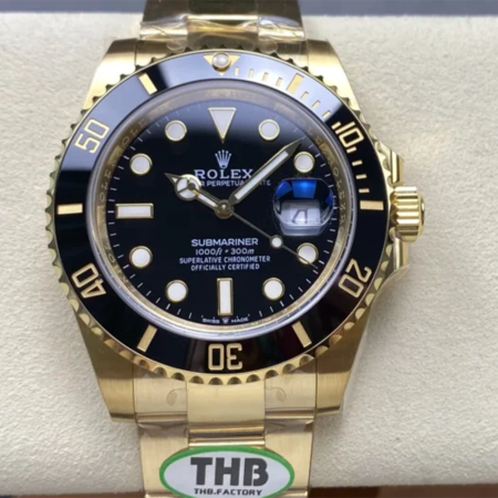 THB공장 롤렉스 서브마리너 블랙 다이얼 옐로우 골드 금통 41mm 126618