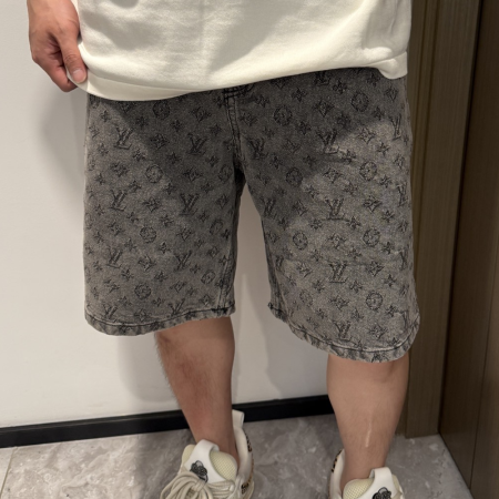 루이비통 플록드 쇼트 슬리브드 코튼 팬츠