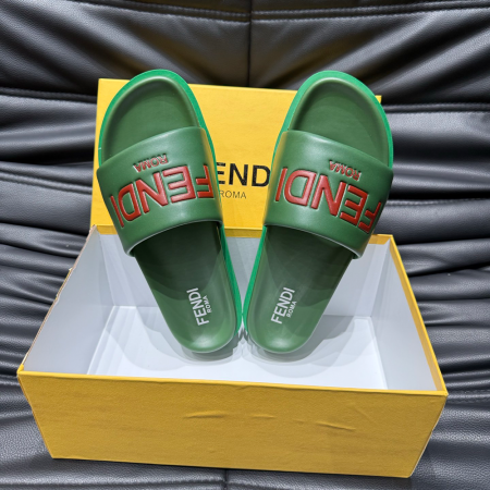 펜디 기본 레드 로고 슬리퍼 그린