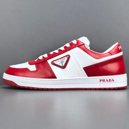 프라다 다운타운 레더 스니커즈 레드
